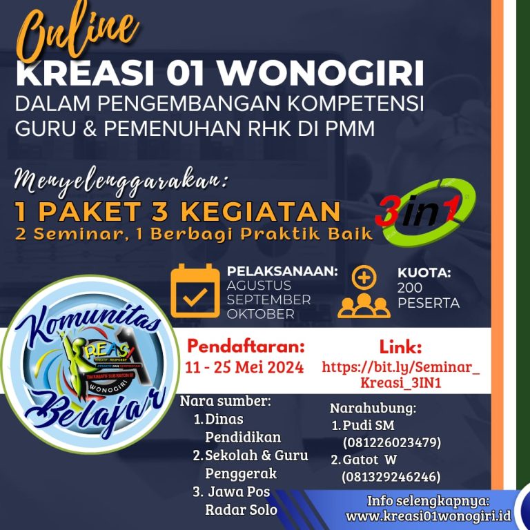 Kreasi 01 Wonogri Gelar Webinar 3 IN 1