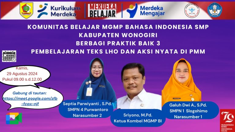 MGMP Bahasa Indonesia Gelar Praktik Baik secara Daring Tingkatkan Kompetensi Guru