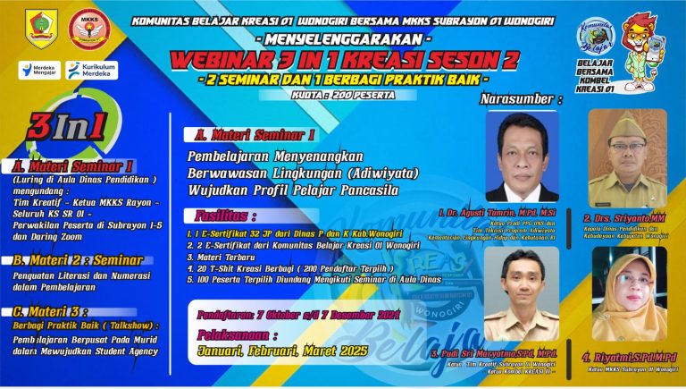 Datangkan Narasumber Nasional,Kreasi Siap Gelar Webinar 3 in 1 Seson 2