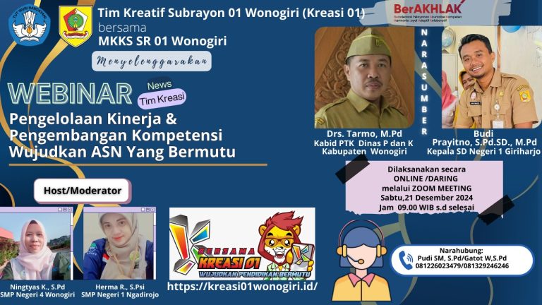 Ratusan Guru Wonogiri Ikuti Webinar  Pengelolaan Kinerja dan Pengembangan Kompetensi Wujudkan ASN yang Bermutu