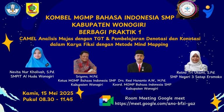 MGMP Bahasa Indonesia Gelar Praktik  Baik 1 Penerapan TGT dan  Mind Mappingdalam Pembelajaran